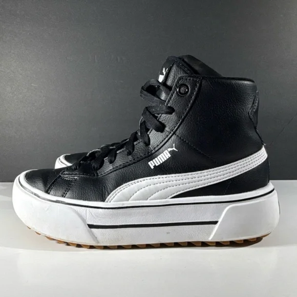 PUMA Black and White High-Top Sneakers Women’s Size 7 Athletic Shoes - Picture 8 of 14
